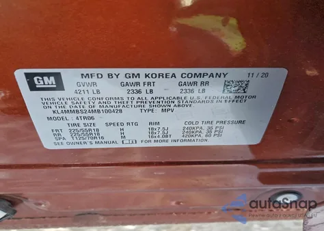 2021 Buick Encore Gx Preferred from USA, damaged, VIN KL4MMBS24MB100428
